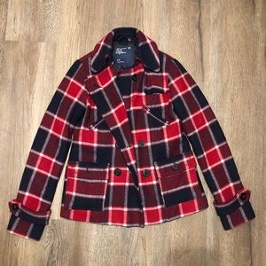 plaid peacoat